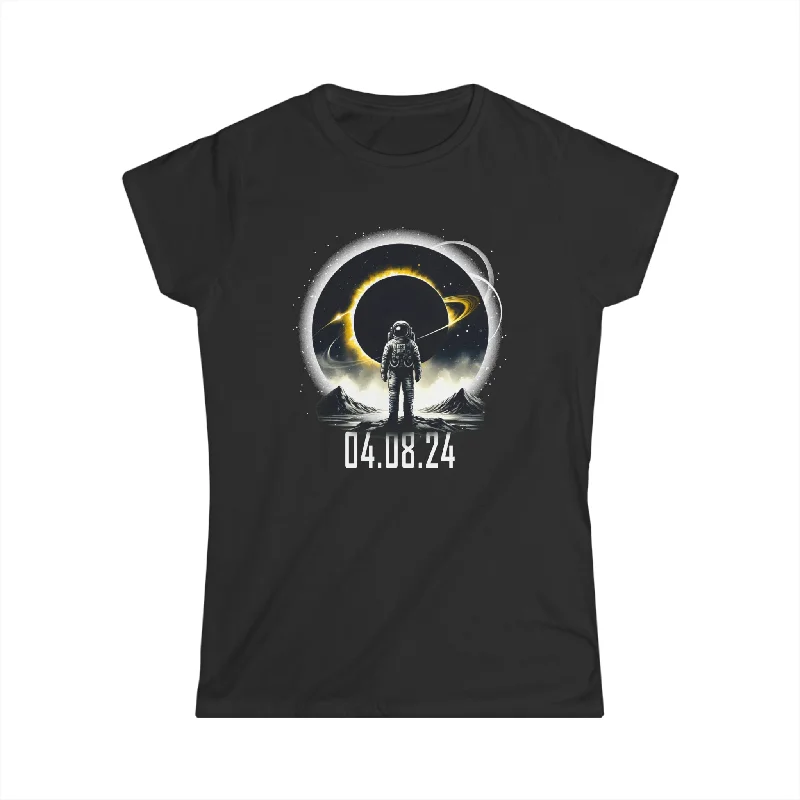 America Totality Spring 4.08.24 Total Solar Eclipse 2024 Shirts for Women Notch Collar Peter Pan Collar Cowl Neck