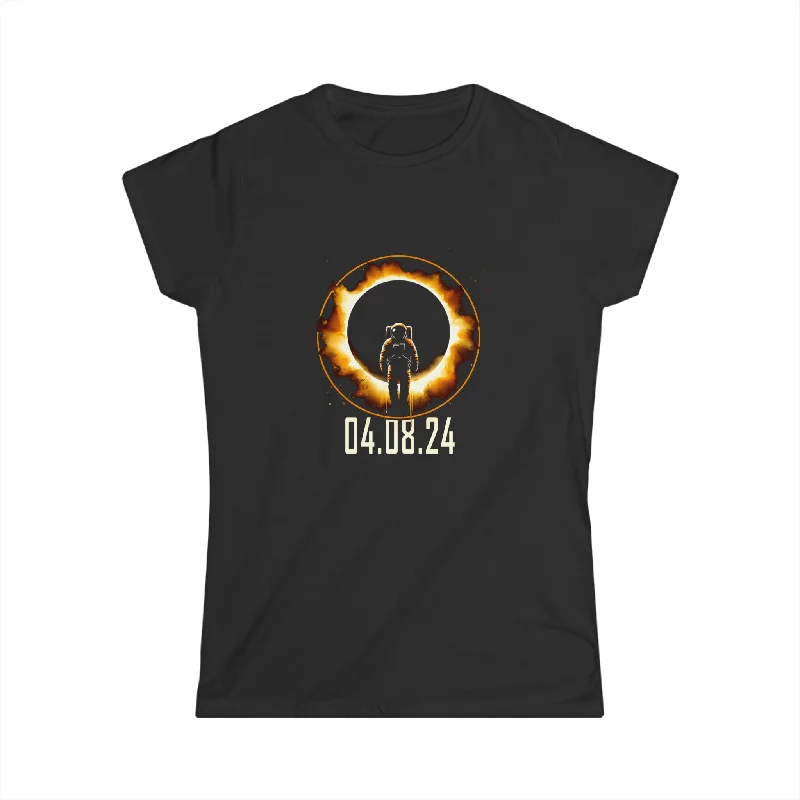 America Totality Spring 4.08.24 Total Solar Eclipse 2024 Shirts for Women Satin Fabric Silk Fabric Chiffon Fabric