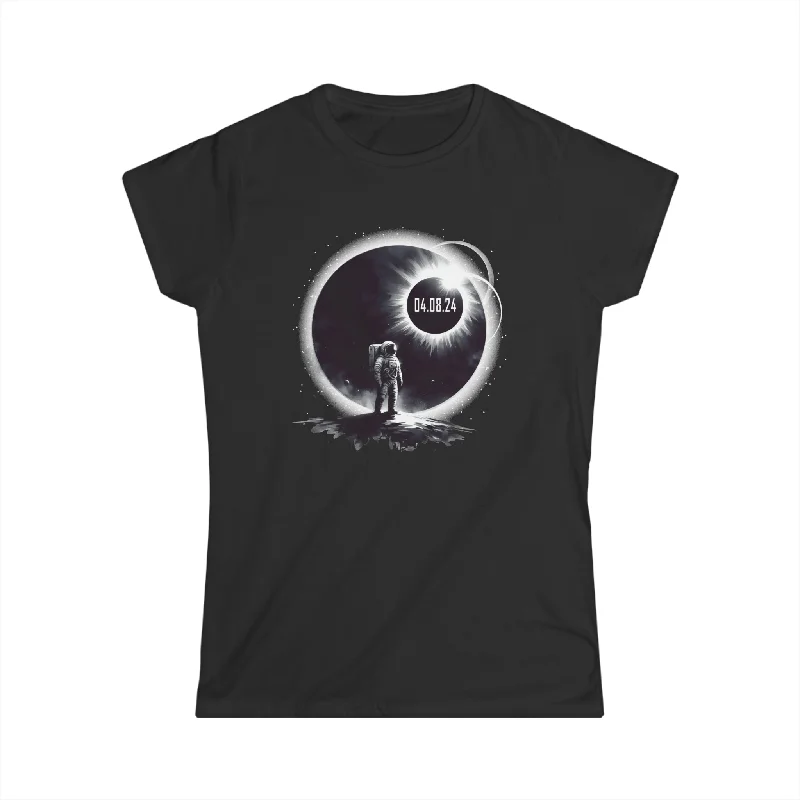 America Totality Spring 4.08.24 Total Solar Eclipse 2024 Womens Shirt Front Pockets Side Pockets Patch Pockets