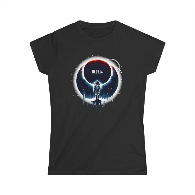 America Totality Spring 4.08.24 Total Solar Eclipse 2024 Womens Shirt Denim Fabric Leather Fabric Suede Fabric