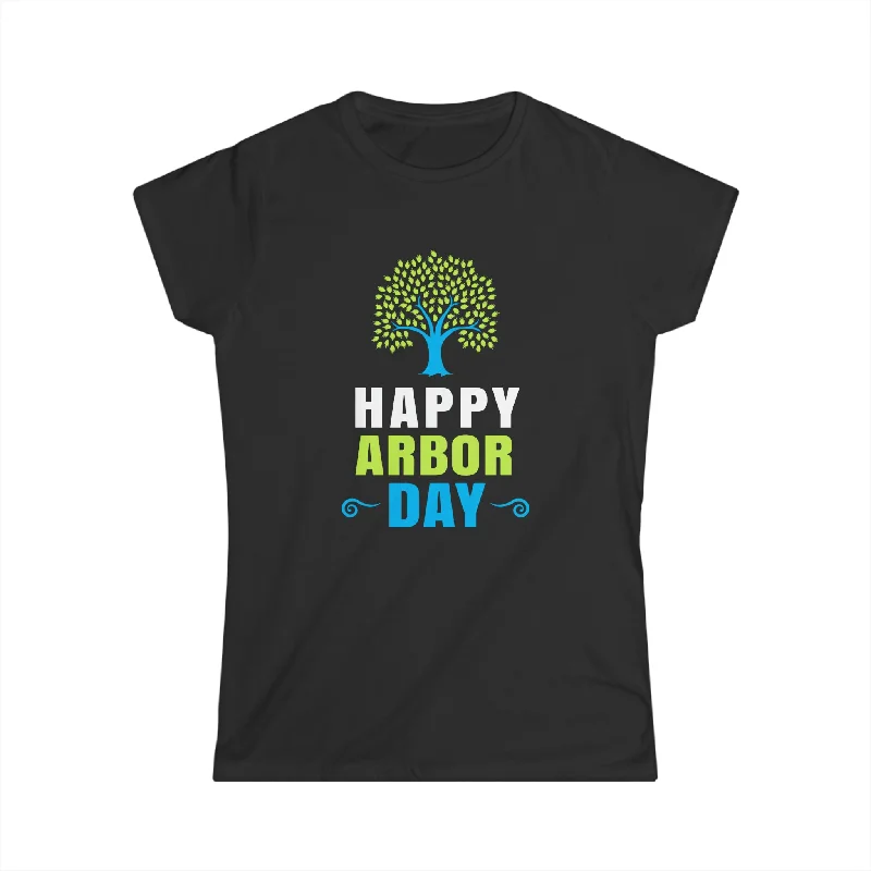 Arbor Day Tree Hugger Tree Care for a Happy Arbor Day Shirts for Women Graphic T-Shirt Round Neck Polyester