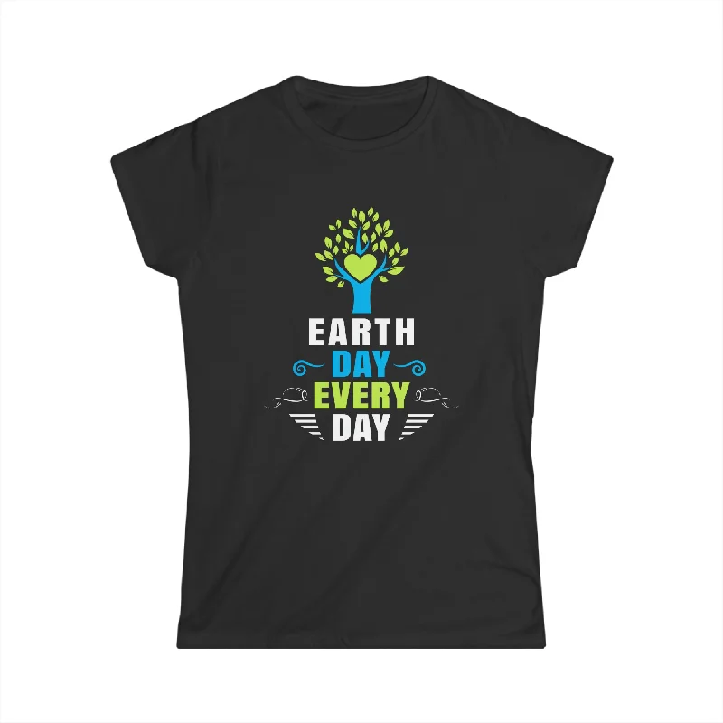 Earth Day Environmental Earth Day Everyday Awareness Planet Animal Womens T Shirt Lace Blend Ribbed Blend Corduroy Blend