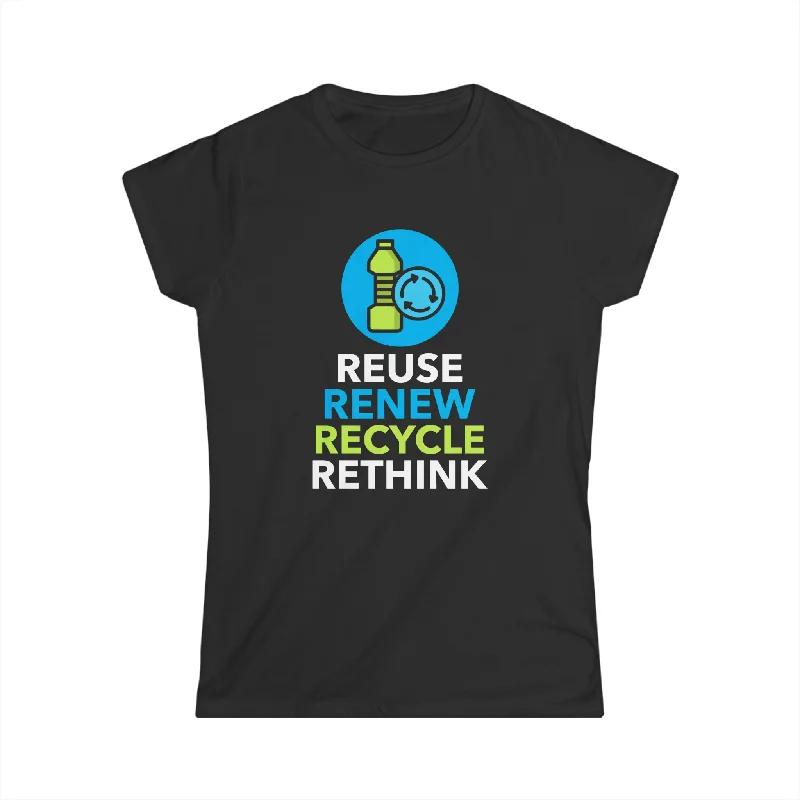 Earth Day Environmental Symbol Reuse Renew Rethink Environment Womens Shirts Knit Fabric Woven Fabric Fleece Fabric