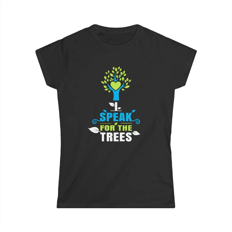 Earth Day I Speak For The Trees Design Nature Lover Shirts for Women Hooded Caped Shawl Collar