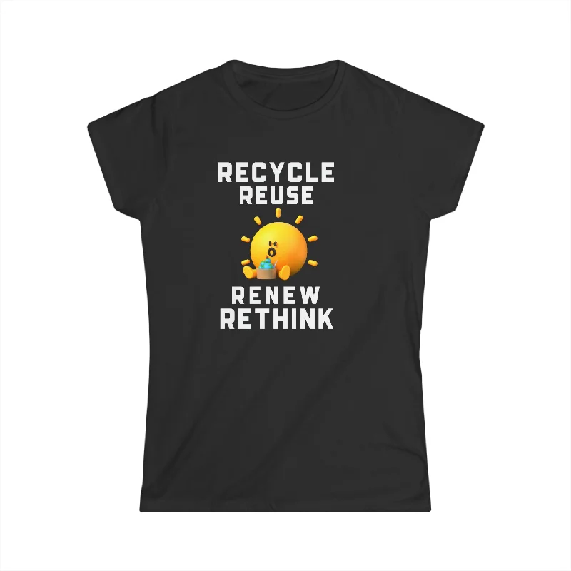 Earth Day Recycling Symbol Reuse Renew Rethink Recycle Shirts for Women Lace Blend Ribbed Blend Corduroy Blend