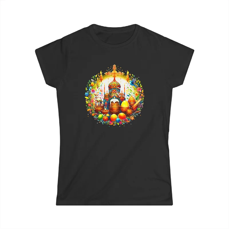 Easter Christian He Is Risen Resurrection Orthodox Easter Womens Shirt Print Jacquard Patchwork