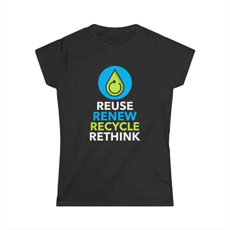 Environmental Earth Day Gift Environment Reduce Reuse Environmental Womens T Shirts Denim Fabric Leather Fabric Suede Fabric