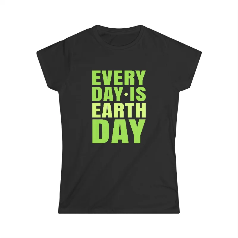 Every Day is Earth Day Activism Earth Day Environmental Womens Shirt Ribbed Striped Patterned