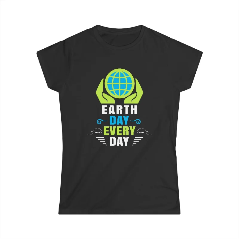 Every Day is Earth Day Crisis Environmental Activist Womens Shirts Zippered Front Buttoned Front Snap Front