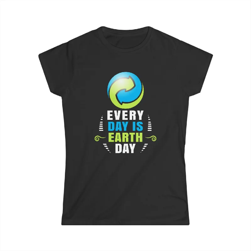 Everyday is Earth Day Crisis Environmental Activist Women Shirts Spandex Blend Rayon Blend Denim Blend
