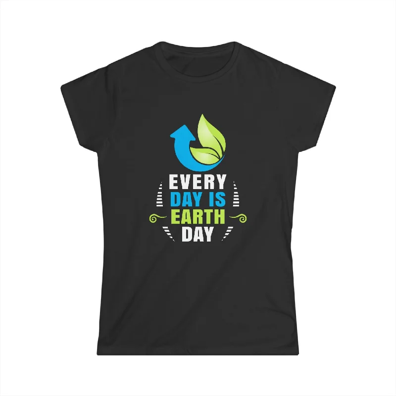 Everyday is Earth Day Crisis Environmental Activist Womens Shirts Silk Blend Satin Velvet