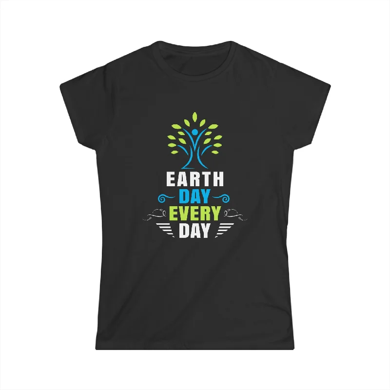 Everyday is Earth Day Environment Environmental Activist Shirts for Women Polka Dot Checkered Tartan