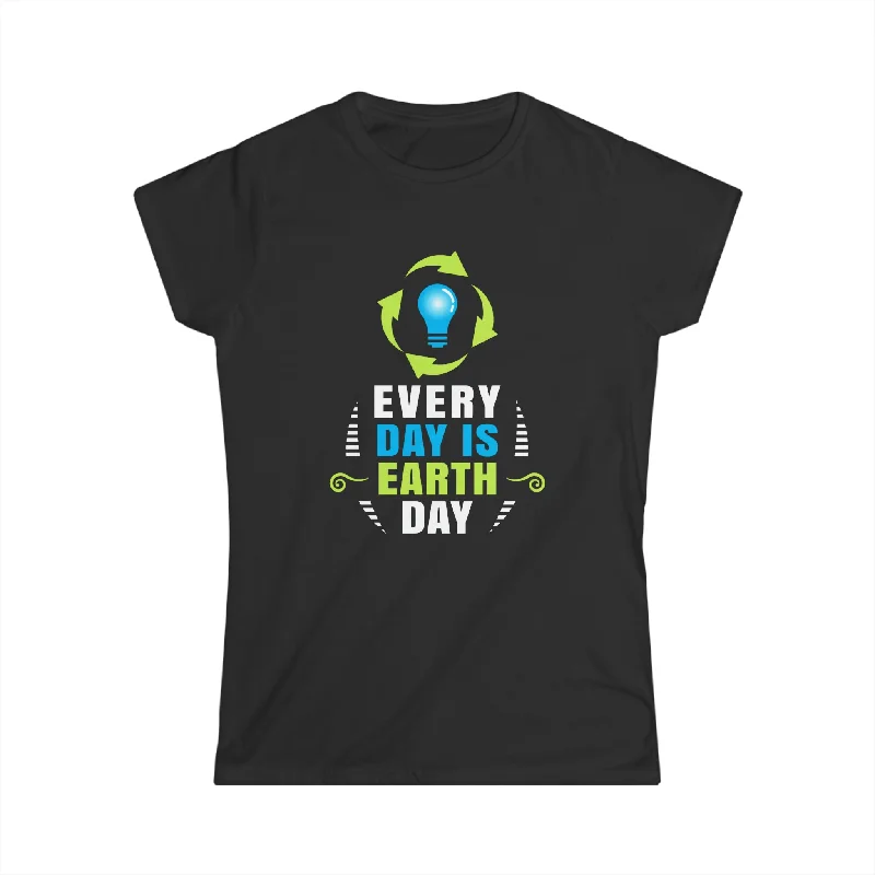 Everyday is Earth Day Outfit for Earth Day Save Environment Womens T Shirt Real Fur Shearling Chenille