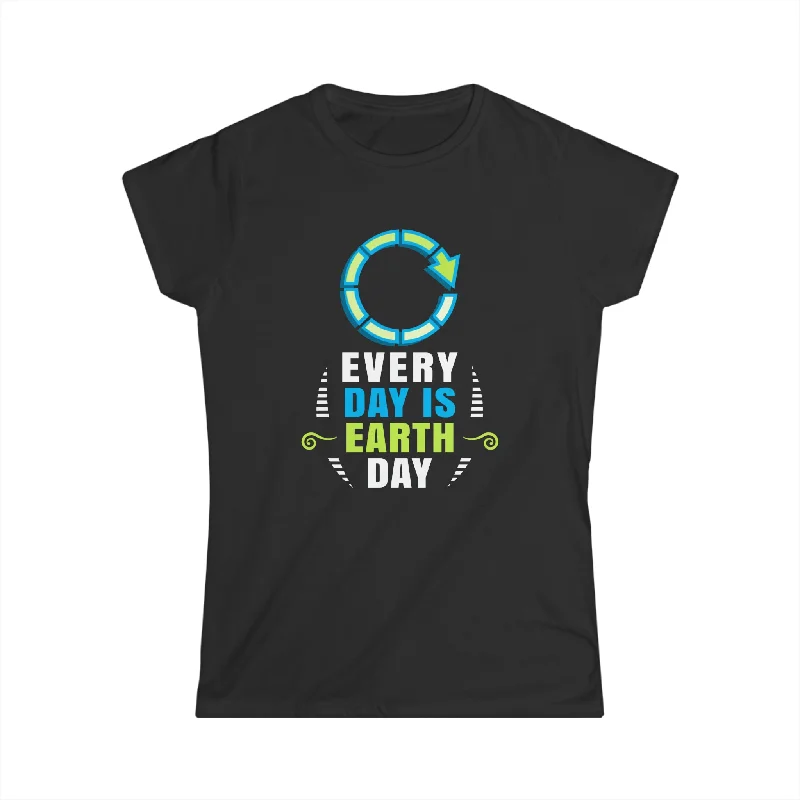 Everyday is Earth Day Outfit for Earth Day Save Environment Womens T Shirts Beaded Sequined Faux Fur