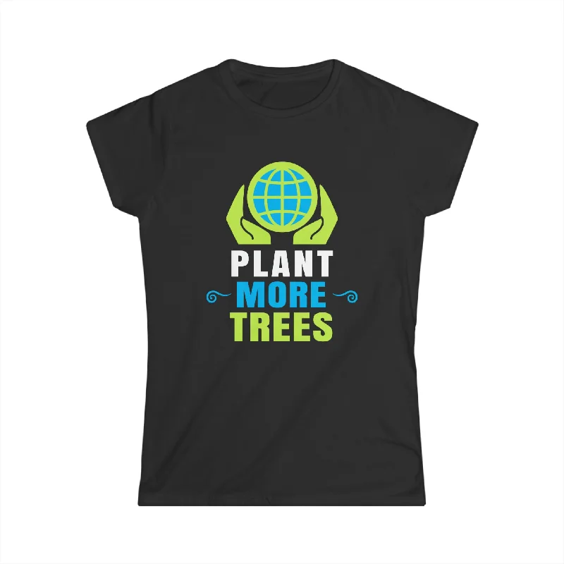 Happy Arbor Day Shirt Activism Earth Day Tree Planting Shirts for Women Solid Print Embellished