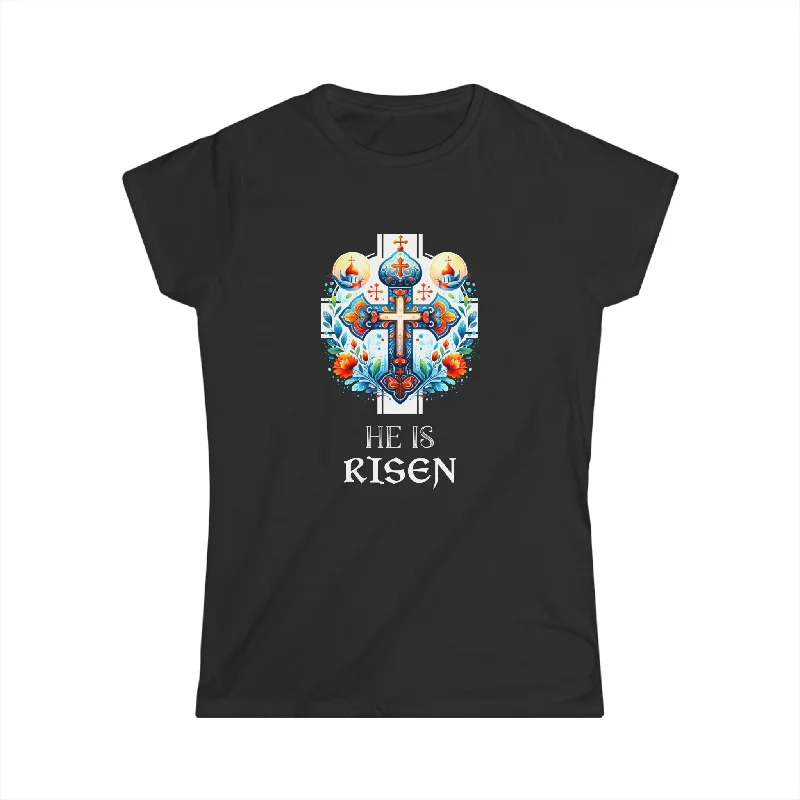 He Is Risen Cross Jesus Easter Christian Religious Men Teens Women Tops Fleece Nylon Spandex