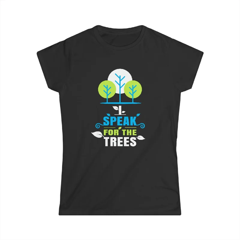 I Speak For The Trees Shirt Gift Environmental Earth Day Shirts for Women Front Pockets Side Pockets Patch Pockets