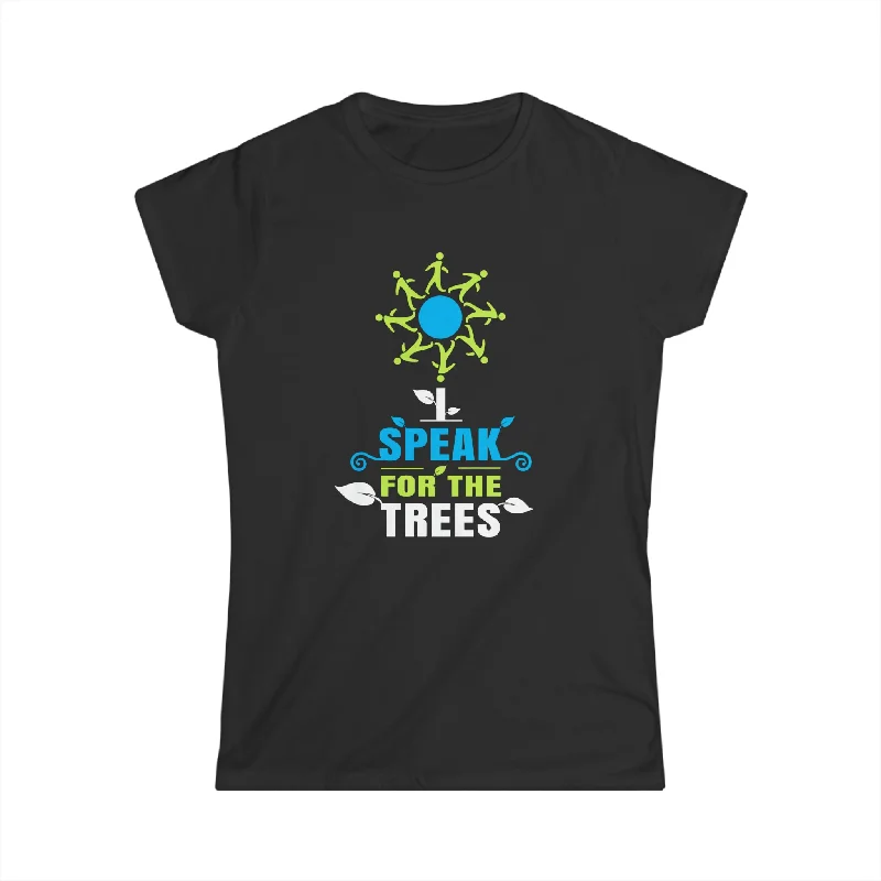 I Speak For The Trees Shirt Gift Environmental Earth Day Womens Shirt Graphic T-Shirt Round Neck Polyester