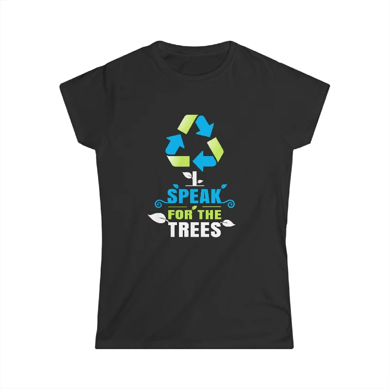 I Speak For Trees Earth Day Save Earth Inspiration Hippie Shirts for Women Spandex Blend Rayon Blend Denim Blend