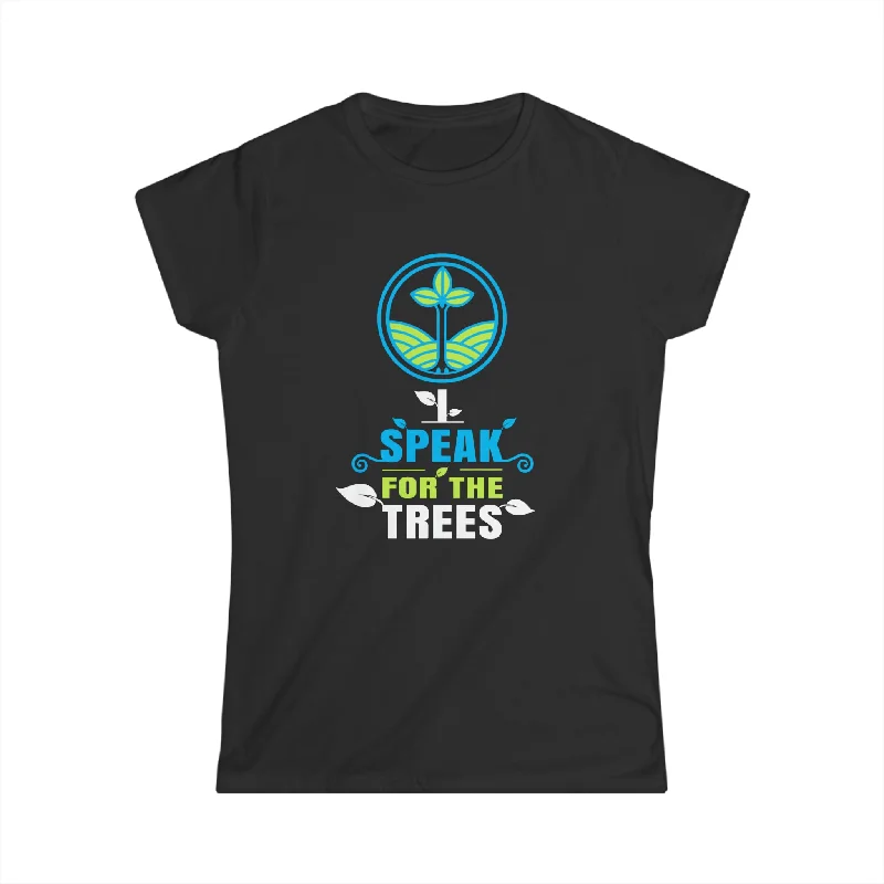 I Speak For Trees Earth Day Save Earth Inspiration Hippie Womens Shirt Collared T-Shirt Boat Neck A-Line