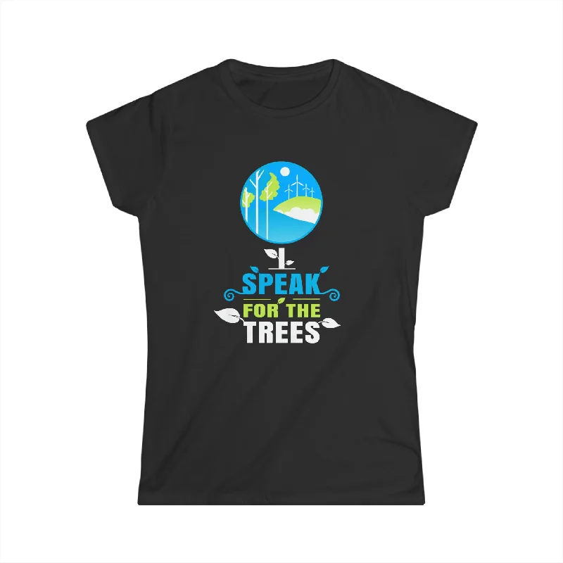 I Speak For Trees Planet Save Earth Day Graphic Womens T Shirt Thin T-Shirt Open Front Quick Dry