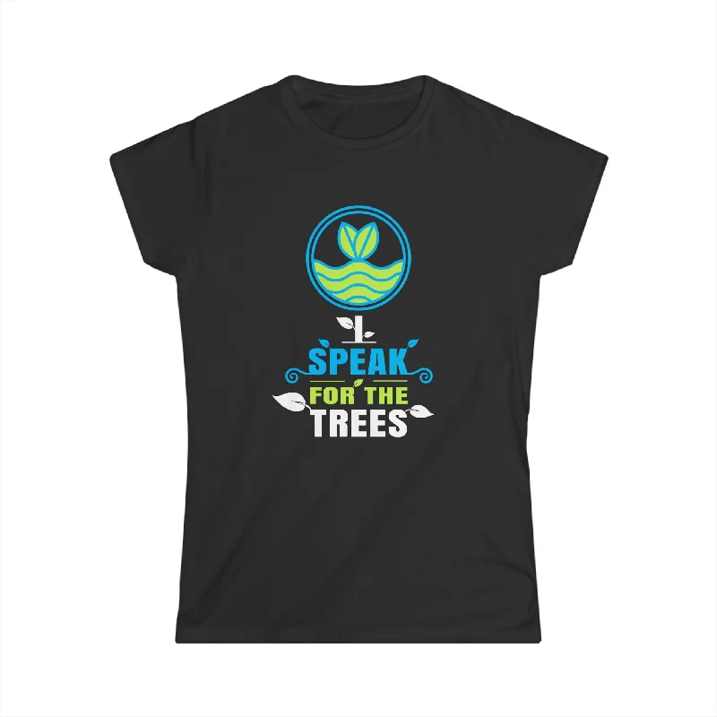 Nature Shirt I Speak For The Trees Save the Planet Women Shirts Asymmetrical Pockets Print