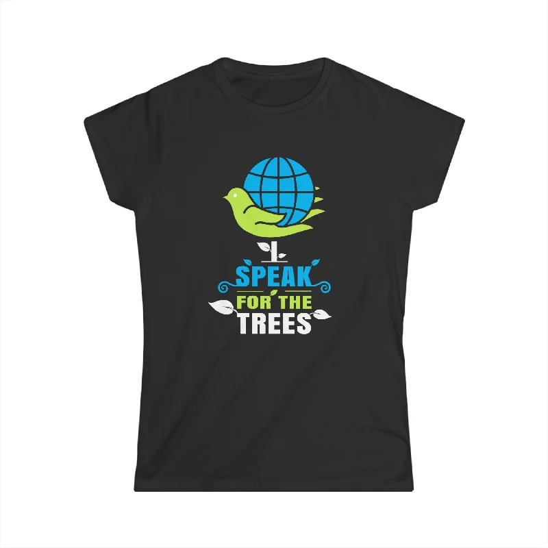Nature Shirt I Speak For The Trees Save the Planet Womens T Shirts V-Neck T-Shirt Long Sleeve Cotton