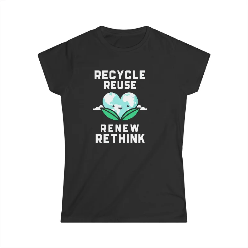 Peace Love Recycle Earth Day Funny Quote Teachers Recycle Womens Shirts Satin Blend Silk Blend Wool Blend