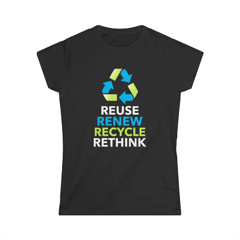 Peace Love Recycle Earth Day Funny Quote Teachers Recycle Womens T Shirts Notch Collar Peter Pan Collar Cowl Neck