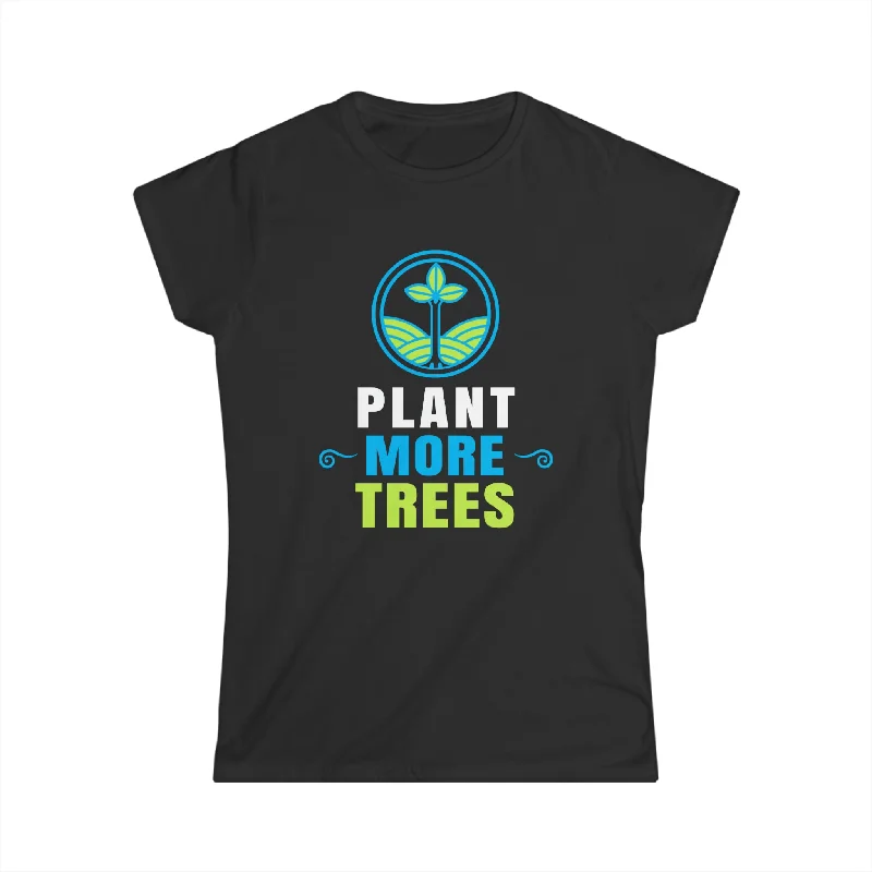 Plant More Trees Planet Save Earth Day Graphic Arbor Day Womens T Shirt Polka Dot Checkered Tartan