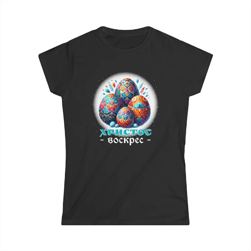 Easter Christian He Is Risen Resurrection Orthodox Easter Women Shirts Polka Dot Checkered Tartan