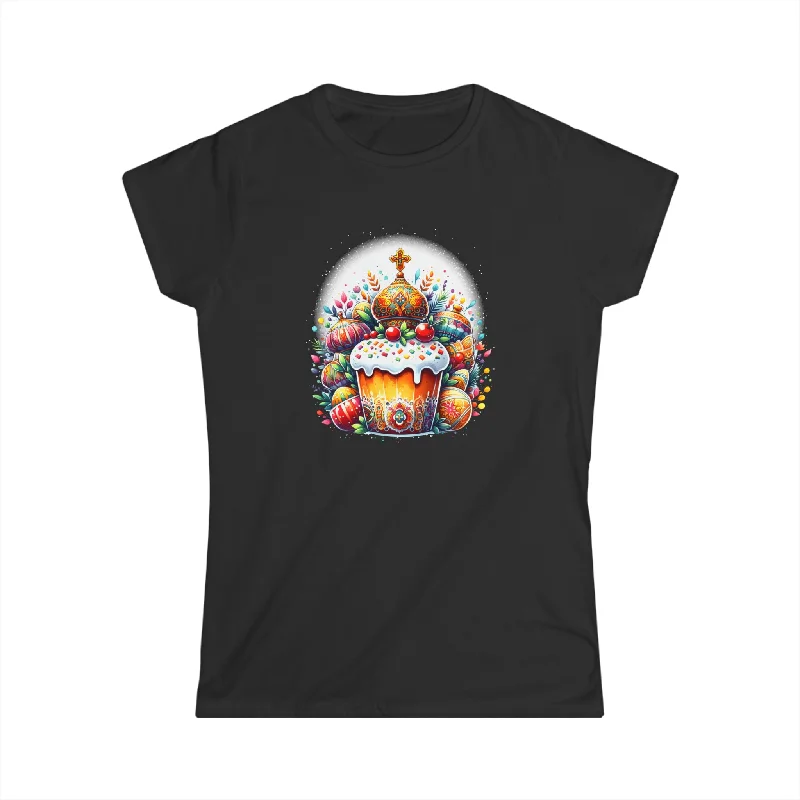 Russian Greek Byzantine Orthodox Cross He Is Risen Easter Women Shirts Oversized T-Shirt Spandex breathable
