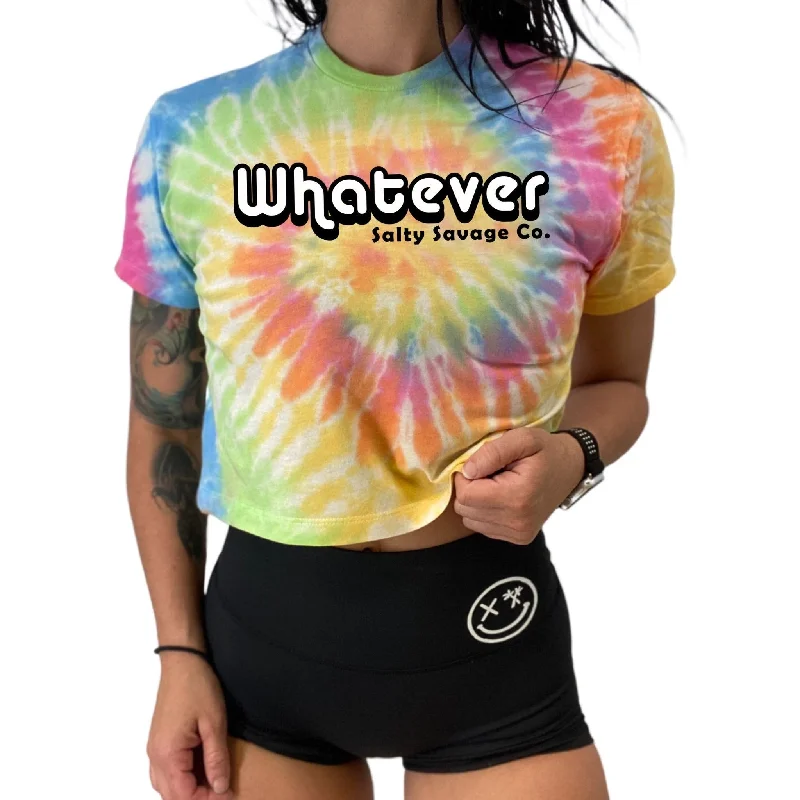 Salty Savage Ladies "Whatever" Crop Tee Spandex Blend Rayon Blend Denim Blend