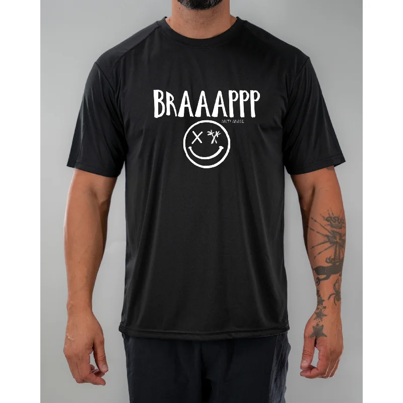 Salty Savage Unisex "BRAAAPPP" Performance Fishing Tee Chenille Brocade Lace