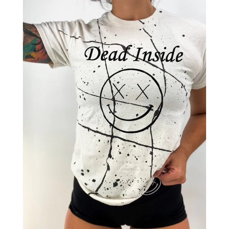 Salty Savage Unisex "Dead Inside" Splatter Tee Houndstooth Herringbone Solid
