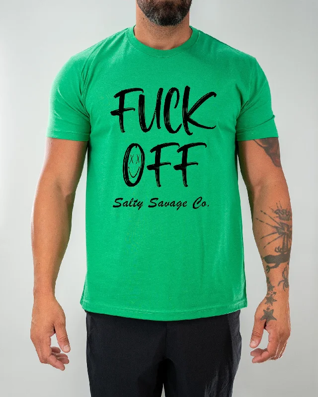 Salty Savage Unisex “Fuck Off” Tee Solid Color Striped Floral