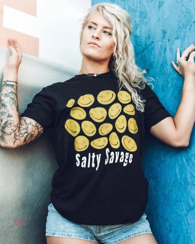 Salty Savage Unisex “OG Smile I’m So Wavy” Tee Satin Blend Silk Blend Wool Blend