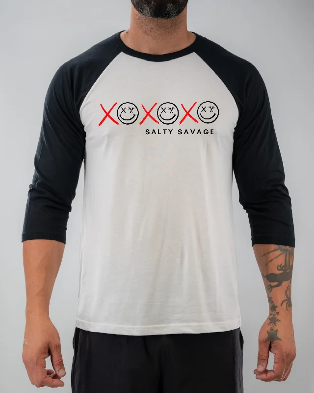 Salty Savage Unisex "XOXO" Baseball Tee Lace Blend Ribbed Blend Corduroy Blend