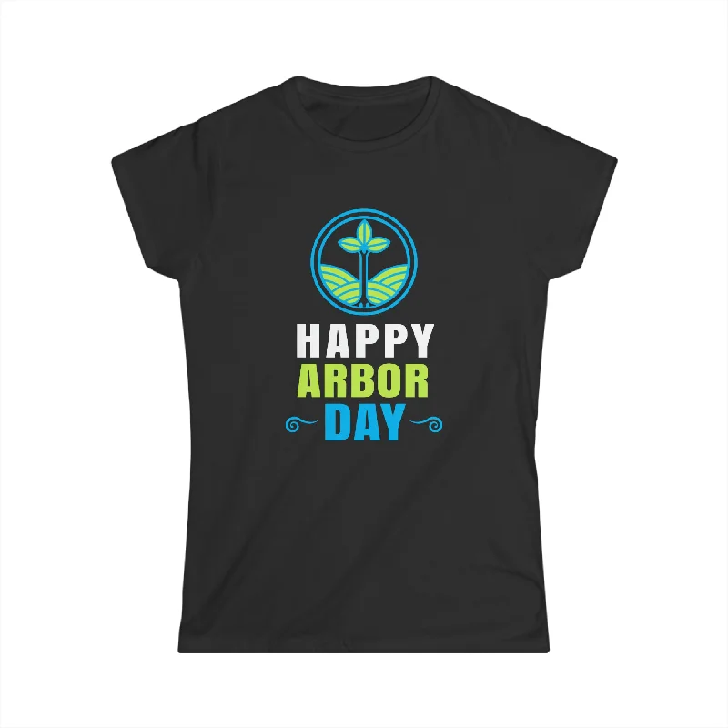 Tree Hugger Happy Arbor Day Shirt Environmental Crisis Women Shirts Asymmetrical Pockets Print