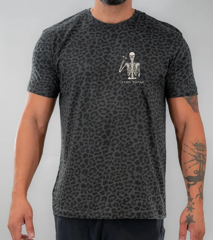 Unisex "Peace Skeleton" Tee | Basic | Black Leopard Chenille Blend Fleece Blend Nylon Blend