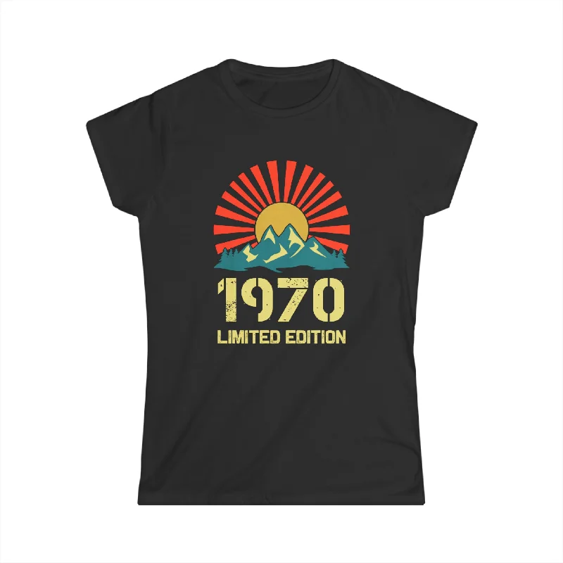 Vintage 1970 Limited Edition 1970 Birthday Shirts for Women Women Tops Ribbed Striped Patterned