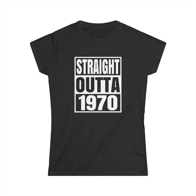 Vintage 1970 T Shirts for Women Retro Funny 1970 Birthday Shirts for Women Fleece Fabric Down Fabric Feather Fabric