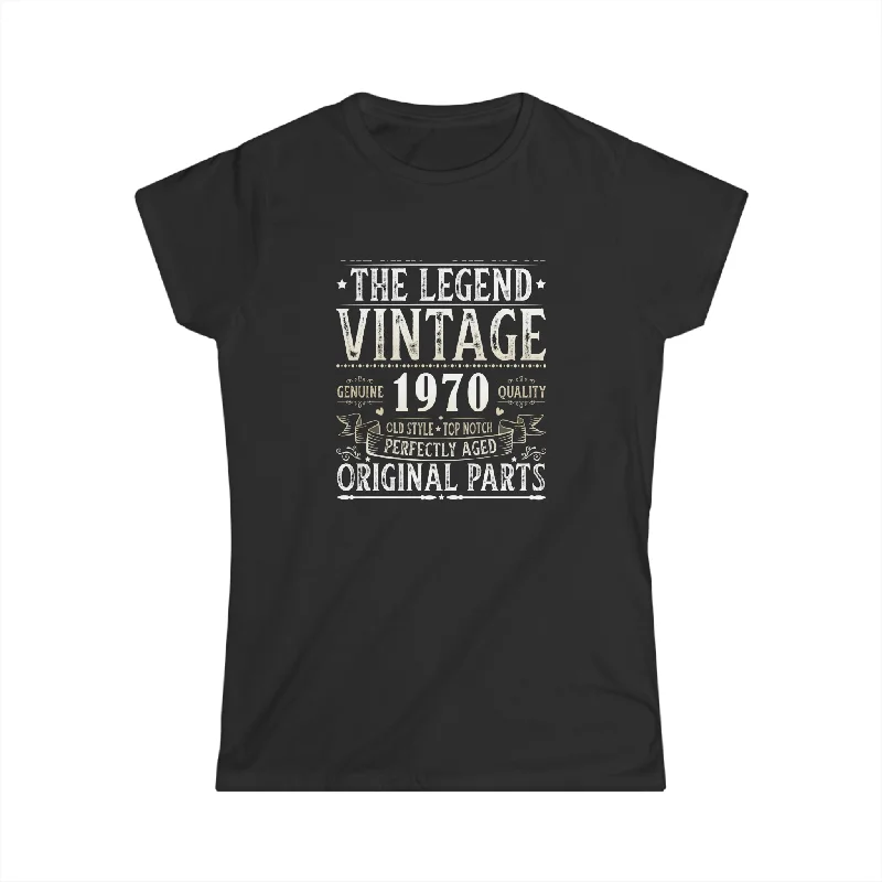 Vintage 1970 T Shirts for Women Retro Funny 1970 Birthday Womens T Shirts Zippered Front Buttoned Front Snap Front