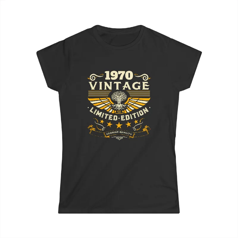 Vintage 1970 T Shirts for Women Retro Funny 1970 Birthday Womens T Shirts Satin Blend Silk Blend Wool Blend