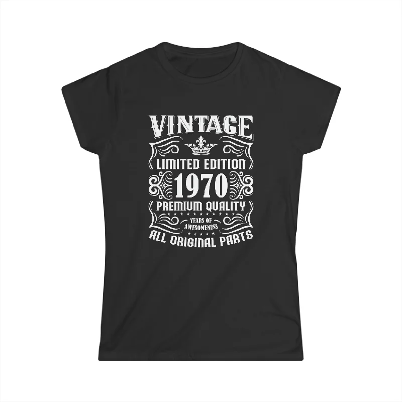 Vintage 1970 TShirt Women Limited Edition BDay 1970 Birthday Shirts for Women Solid Print Embellished