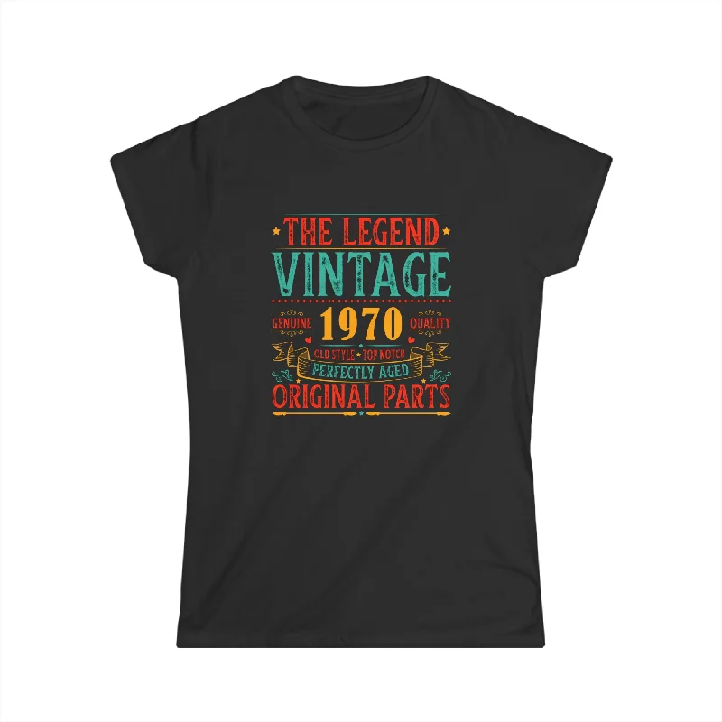 Vintage 1970 TShirt Women Limited Edition BDay 1970 Birthday Shirts for Women Collared Crew Neck Turtle Neck