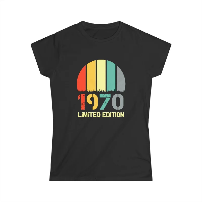 Vintage 1970 TShirt Women Limited Edition BDay 1970 Birthday Shirts for Women Solid Print Embellished
