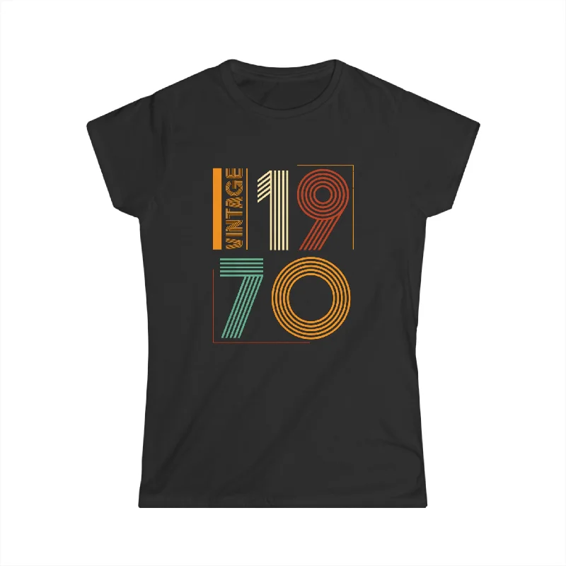 Vintage 1970 TShirt Women Limited Edition BDay 1970 Birthday Women Shirts Print Jacquard Patchwork