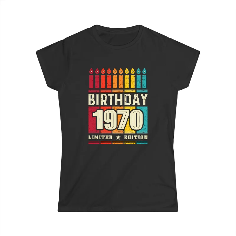 Vintage 1970 TShirt Women Limited Edition BDay 1970 Birthday Women Tops Polka Dot Checkered Tartan