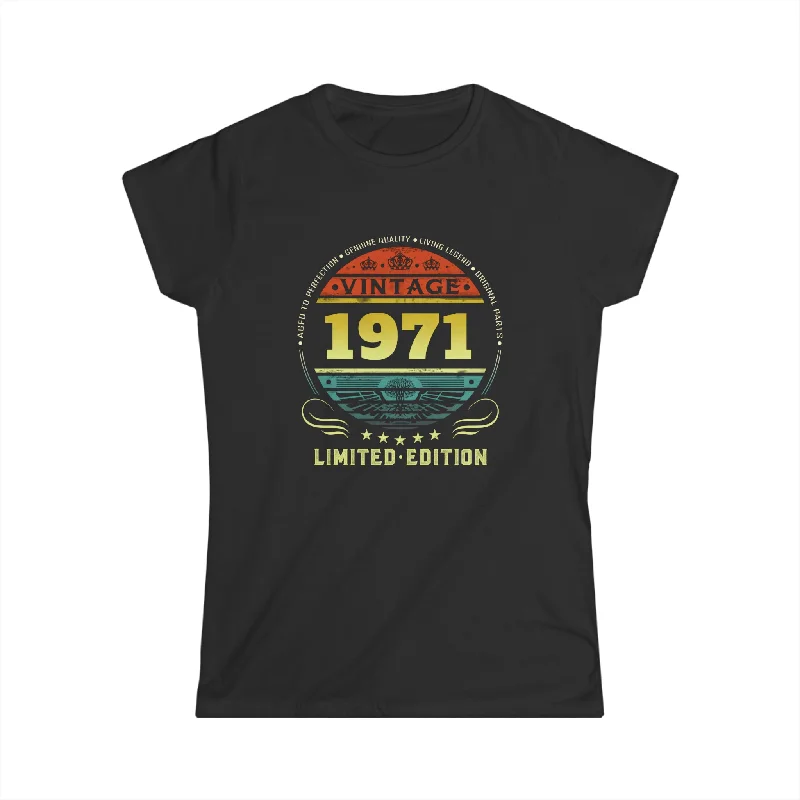 Vintage 1971 Limited Edition 1971 Birthday Shirts for Women Womens Shirts Thin T-Shirt Open Front Quick Dry